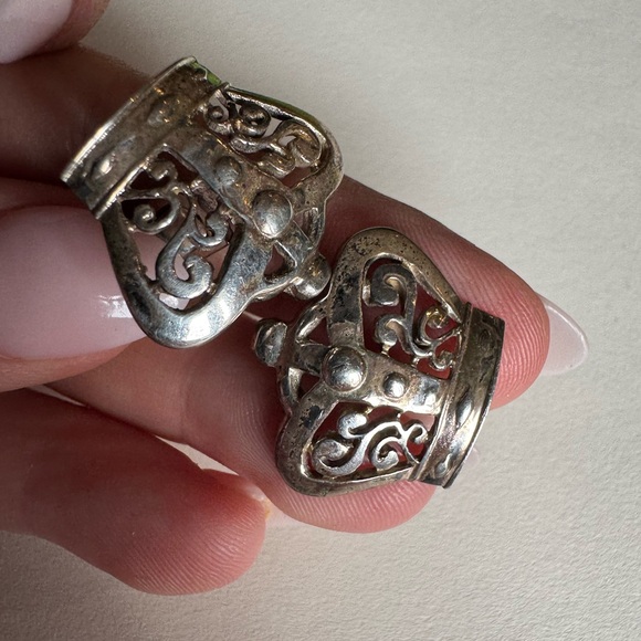 Other - Elegant Vintage Sterling Silver Filigree Crown Cufflinks